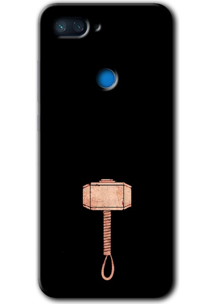 Xiaomi Mi 8 Lite Kılıf Hd Desen Baskılı Arka Kapak + Kırılmaz Cam - Thor Çekiç