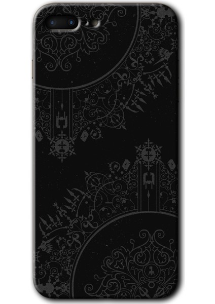 Apple iPhone 7 Plus Kılıf Hd Desen Baskılı Arka Kapak - Siyah Mandala