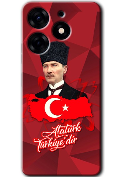 Tecno Spark 10 Pro Kılıf Hd Desen Baskılı Arka Kapak + Kırılmaz Cam - Atatürkiye