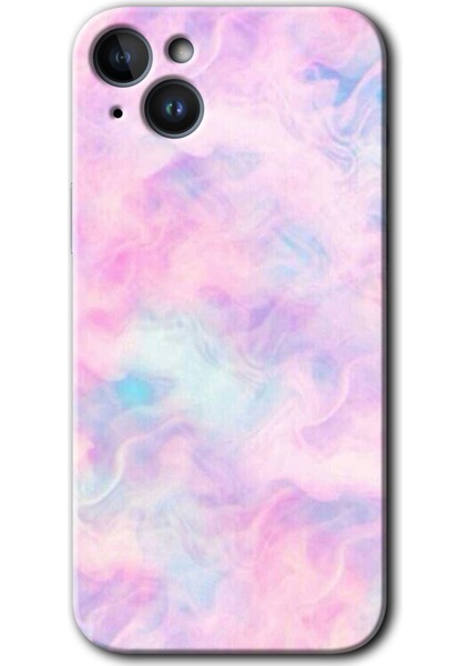 Apple iPhone 14 Kılıf Hd Desen Baskılı Arka Kapak + Kırılmaz Cam - Pembe-Duman
