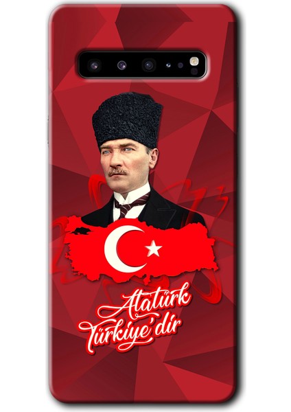 Galaxy S10 Plus Kılıf Hd Desen Baskılı Arka Kapak + Kırılmaz Cam - Atatürkiye