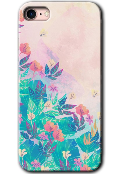 Apple iPhone 7 Kılıf Hd Desen Baskılı Arka Kapak - Çizim Yapraklar