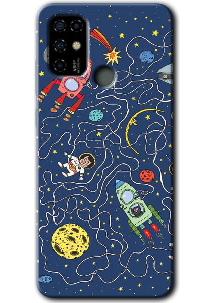 Casper Via F20 Kılıf Hd Desen Baskılı Arka Kapak + Kırılmaz Cam - Kedi Galaksi