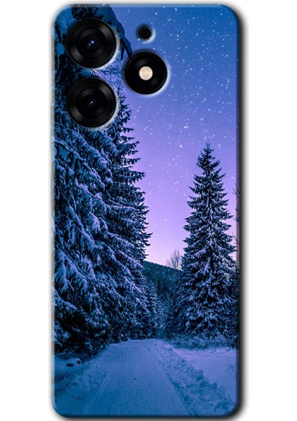 Tecno Spark 10 Pro Kılıf Hd Desen Baskılı Arka Kapak + Kırılmaz Cam - Kış Manzarası