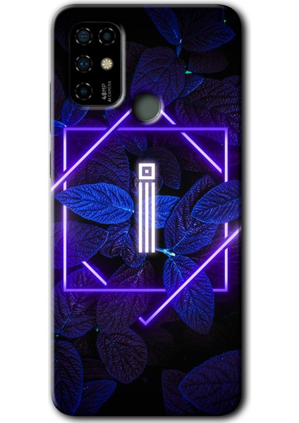 Casper Via F20 Kılıf Hd Desen Baskılı Arka Kapak - Dark Neon Yaprak I Harfi