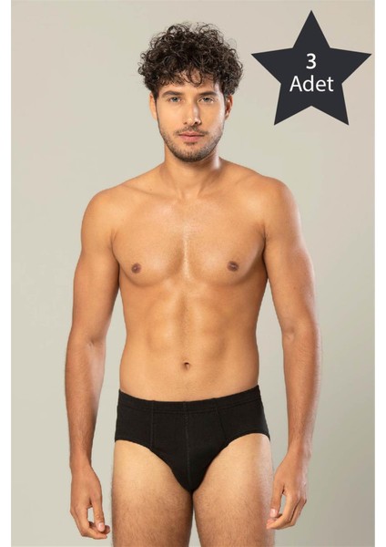 Erdem 3'lü Siyah Penye Slip 13003