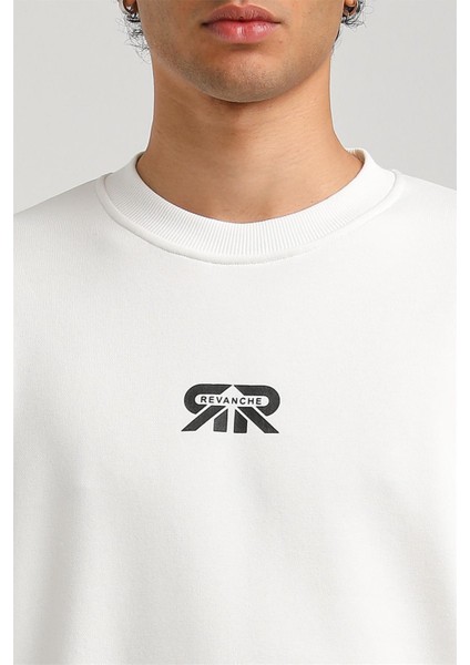 Bisiklet Yaka Ekru Regular Custom Sweatshirt 23FWM60143
