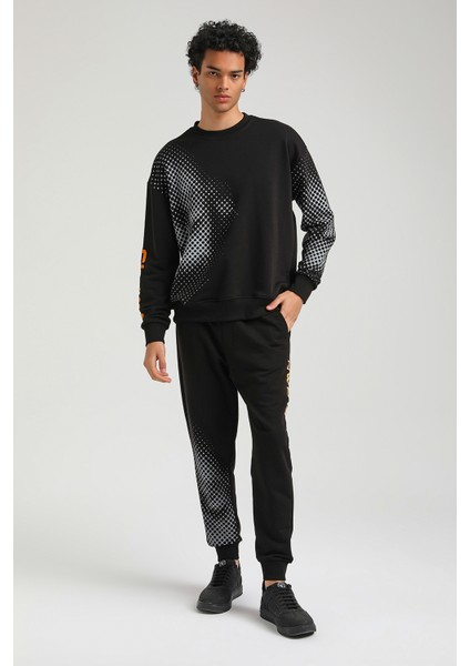Bisiklet Yaka Siyah Slim Fit Eşofman 23FWM60157