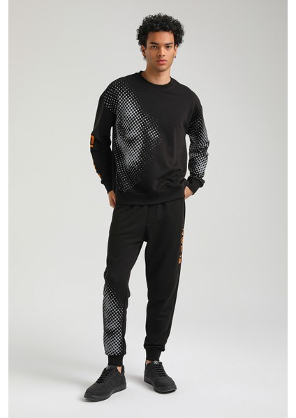 Bisiklet Yaka Siyah Slim Fit Eşofman 23FWM60157 modelleri