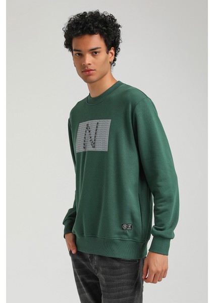 Bisiklet Yaka Yeşil Slim Fit Sweatshirt 23FWM60152 modelleri