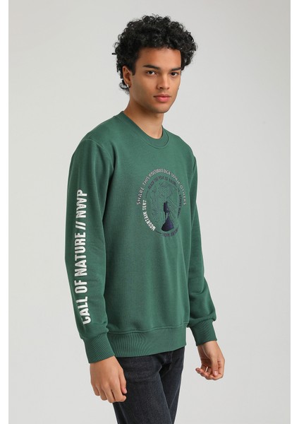 Bisiklet Yaka Yeşil Slim Fit Sweatshirt 23FWM60147 modelleri