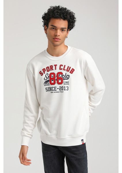 Bisiklet Yaka Ekru Slim Fit Sweatshirt 23FWM60159 modelleri
