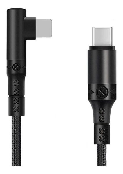 Type-C To Iphone 20W Lightning Hızlı Şarj Kablosu Oyuncu 90 Derece Kablo