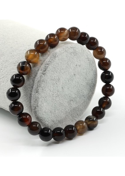 Siyah Akik Doğal Taş Bileklik 8 mm Küre Kesim