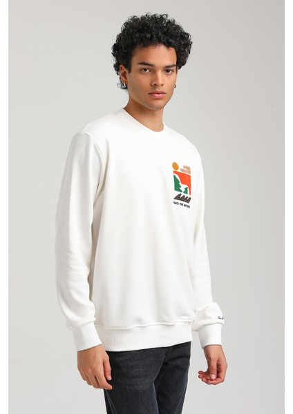 Bisiklet Yaka Ekru Slim Fit Sweatshirt 23FWM60151 fiyatları