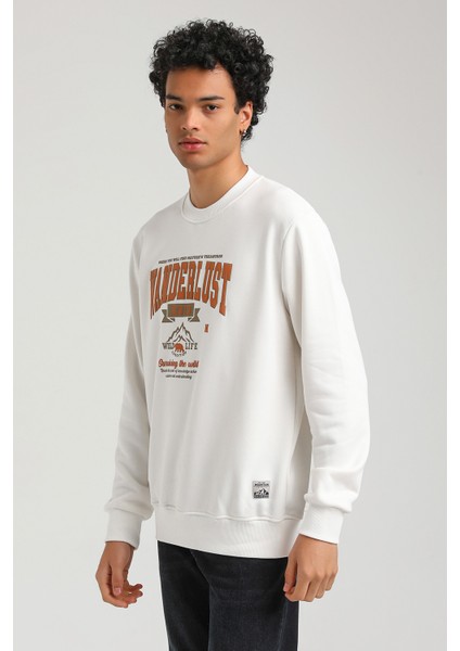 Bisiklet Yaka Ekru Slim Fit Sweatshirt 23FWM60146 modelleri