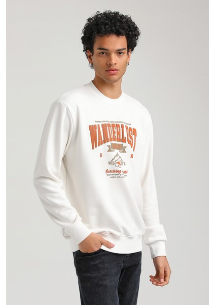 Bisiklet Yaka Ekru Slim Fit Sweatshirt 23FWM60146 fırsatları