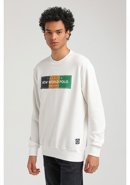 Bisiklet Yaka Ekru Slim Fit Sweatshirt 23FWM60155 modelleri