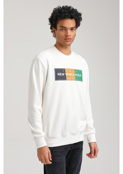 Bisiklet Yaka Ekru Slim Fit Sweatshirt 23FWM60155 fırsatları