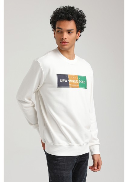 Bisiklet Yaka Ekru Slim Fit Sweatshirt 23FWM60155 indirimleri