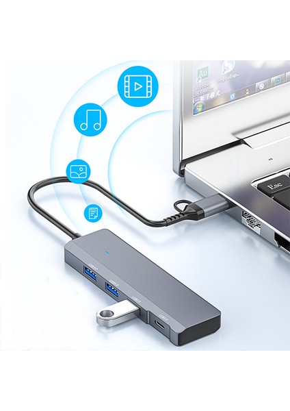 ADS-309D 4 Portlu Usb+Type-C USB 3.0 Çoklayıcı Data Hub Adaptör
