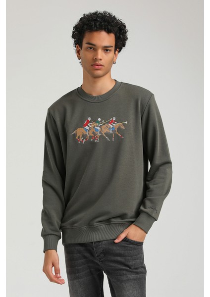 Bisiklet Yaka Haki Regular Custom Sweatshirt 23FWM60144 fiyatları