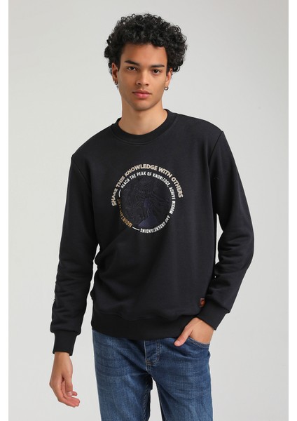 Bisiklet Yaka Lacivert Slim Fit Sweatshirt 23FWM60147 modelleri