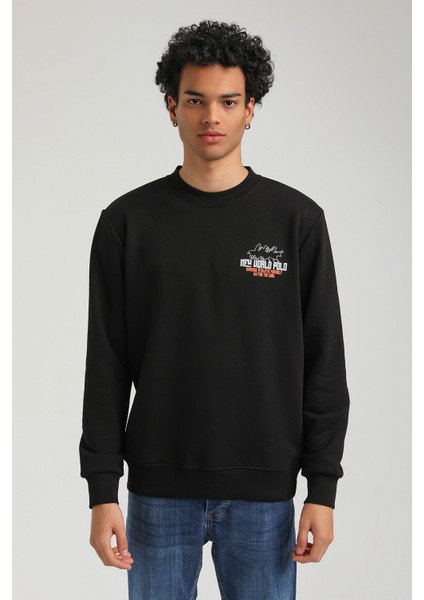 Bisiklet Yaka Siyah Slim Fit Sweatshirt 23FWM60158 modelleri