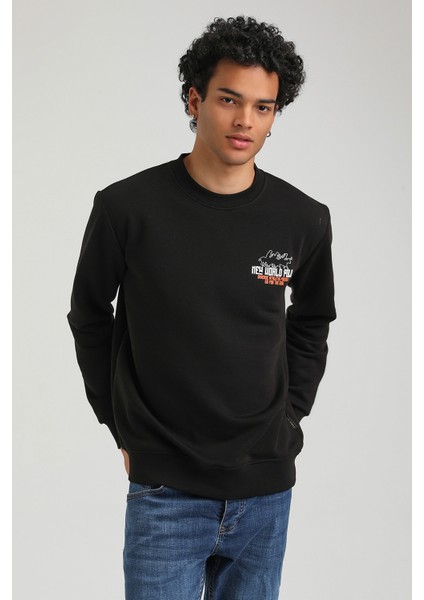 Bisiklet Yaka Siyah Slim Fit Sweatshirt 23FWM60158 indirimleri