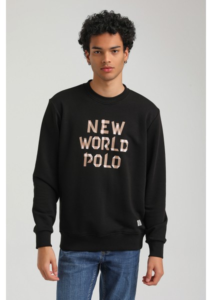 Bisiklet Yaka Siyah Slim Fit Sweatshirt 23FWM60161 modelleri