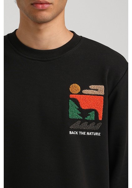 Bisiklet Yaka Siyah Slim Fit Sweatshirt 23FWM60151 fiyatları