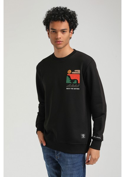 Bisiklet Yaka Siyah Slim Fit Sweatshirt 23FWM60151 fırsatları