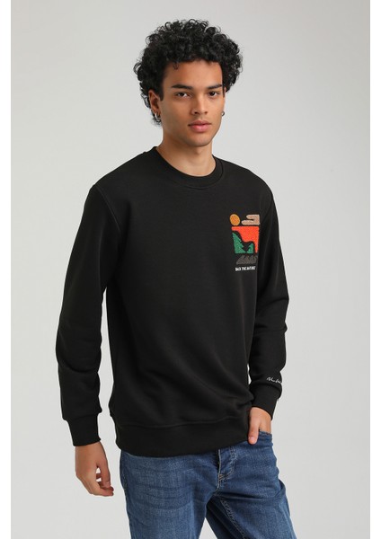 Bisiklet Yaka Siyah Slim Fit Sweatshirt 23FWM60151 indirimleri