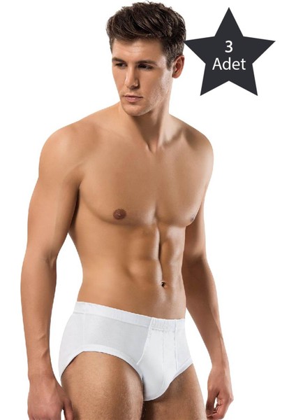 Erdem 3'lü Beyaz Ribana Slip Külot 13203