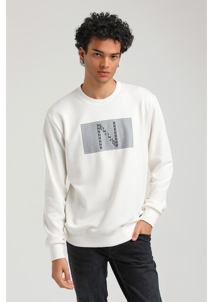 Bisiklet Yaka Ekru Slim Fit Sweatshirt 23FWM60152 indirimleri