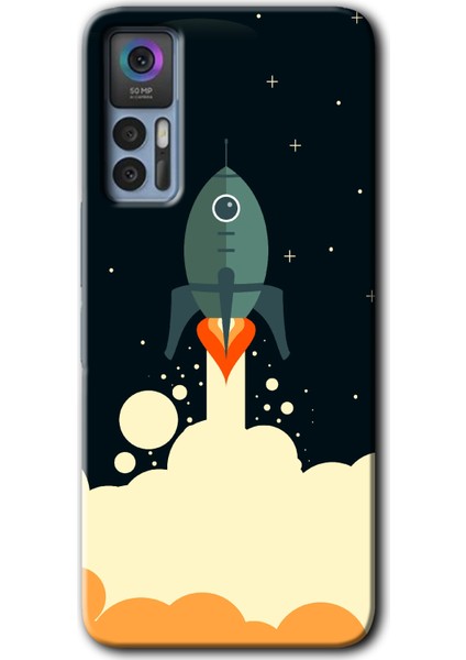 Tcl 30 Kılıf Hd Desen Baskılı Arka Kapak + Kırılmaz Cam - Space Smoke