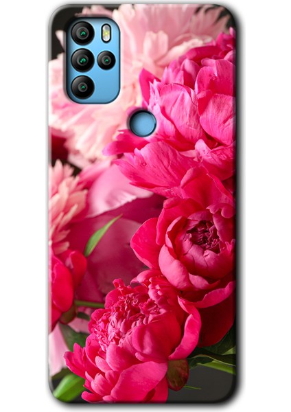 Omix X500 Kılıf Hd Desen Baskılı Arka Kapak + Kırılmaz Cam - Kırmızı Beyaz Gül