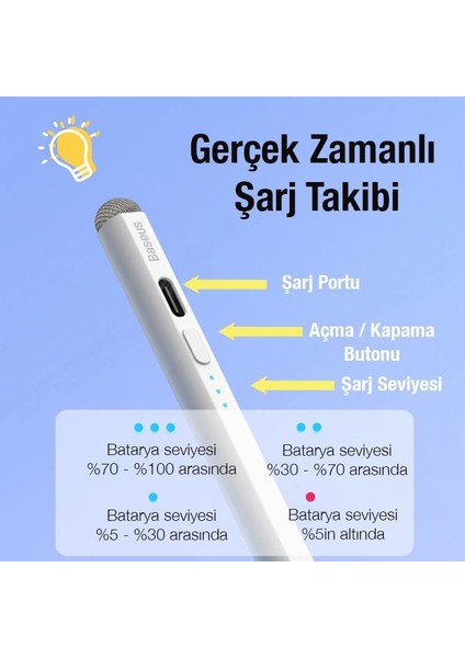 LED Işıklı Aktif Pasif Vers Avuç Içi Reddetme Şarjlı Kapasitif Stylus Tablet Dokunmatik Kalem