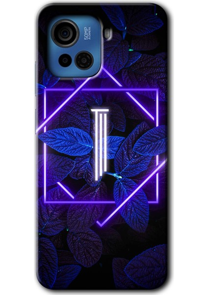 Casper Via F30 Kılıf Hd Desen Baskılı Arka Kapak - Dark Neon Yaprak I Harfi