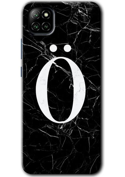 Casper Via E30 Kılıf Hd Desen Baskılı Arka Kapak - Siyah Mermer Desenli Ö Harfi
