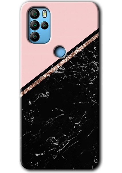 Omix X500 Kılıf Hd Desen Baskılı Arka Kapak + Kırılmaz Cam - Yarım Mermer