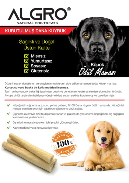 Kurutulmuş %100 Dana Kuyruk Köpek Ödül Maması 120 gr x 2 Paket