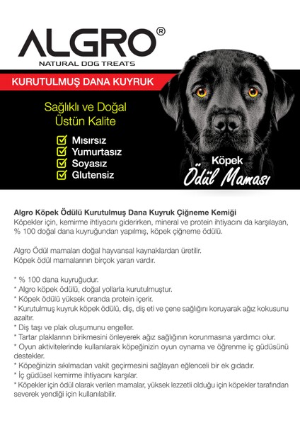 Kurutulmuş %100 Dana Kuyruk Köpek Ödül Maması 120 gr x 2 Paket