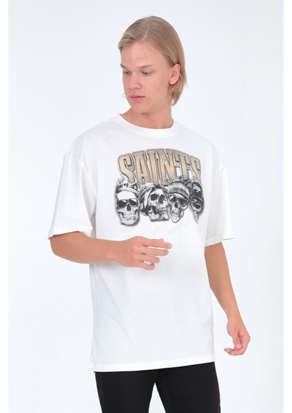 Saints Oversize T-Shirt Beyaz