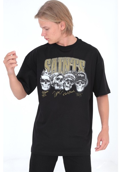 Saints Oversize T-Shirt Siyah