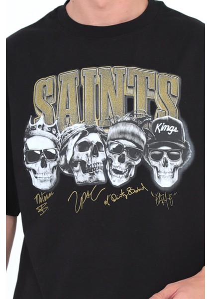 Saints Oversize T-Shirt Siyah