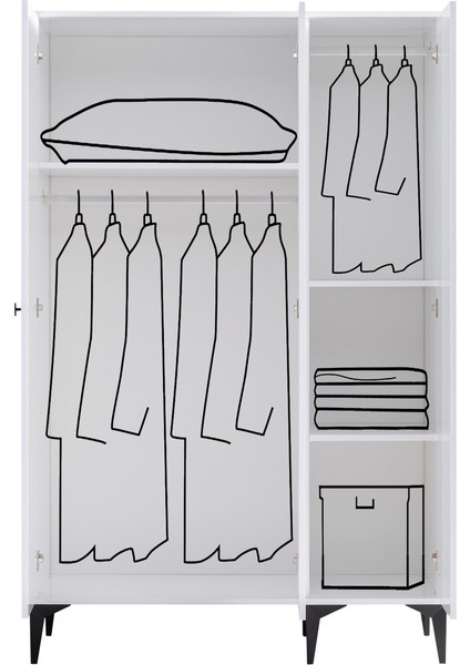 Ranza, White Complex Yavrulu Ranza + Çalışma Masası + 3 Kapılı Dolap