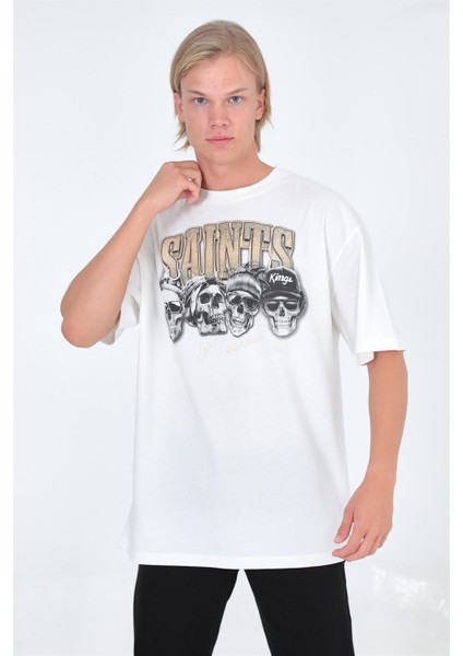 Saints Oversize T-Shirt Beyaz modelleri