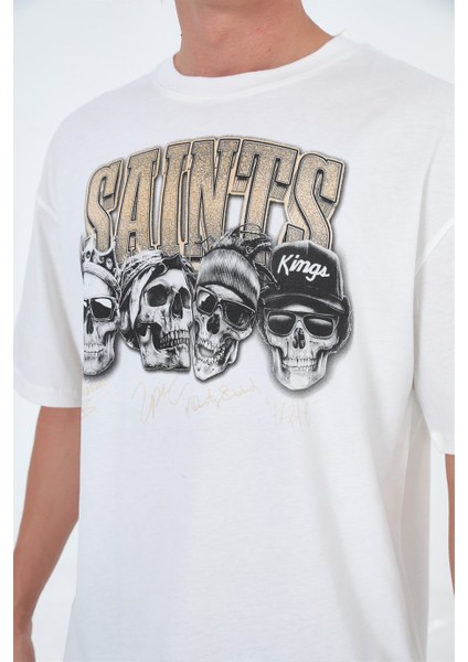 Saints Oversize T-Shirt Beyaz fırsatları