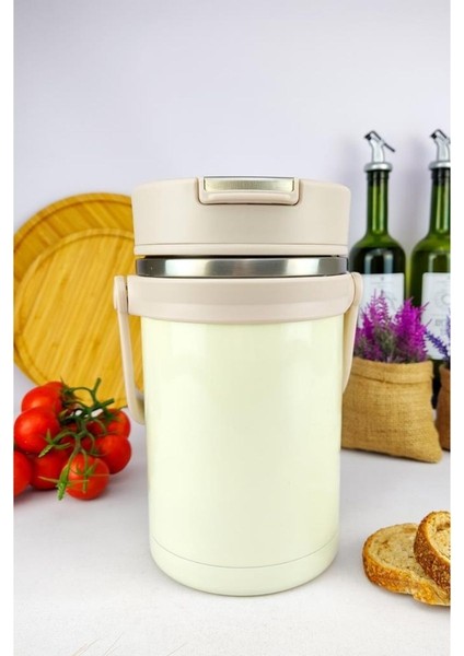 Paslanmaz Çelik Hazneli Yemek Termosu 2200 ml Pembe - YK1413